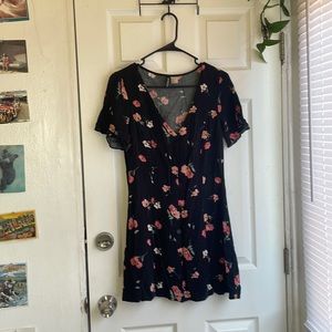 Black floral baby doll dress